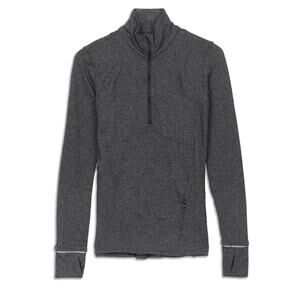 LULULEMON Women's Runderful Size 4 Half Zip Pullover Jacket Black Herringbone
